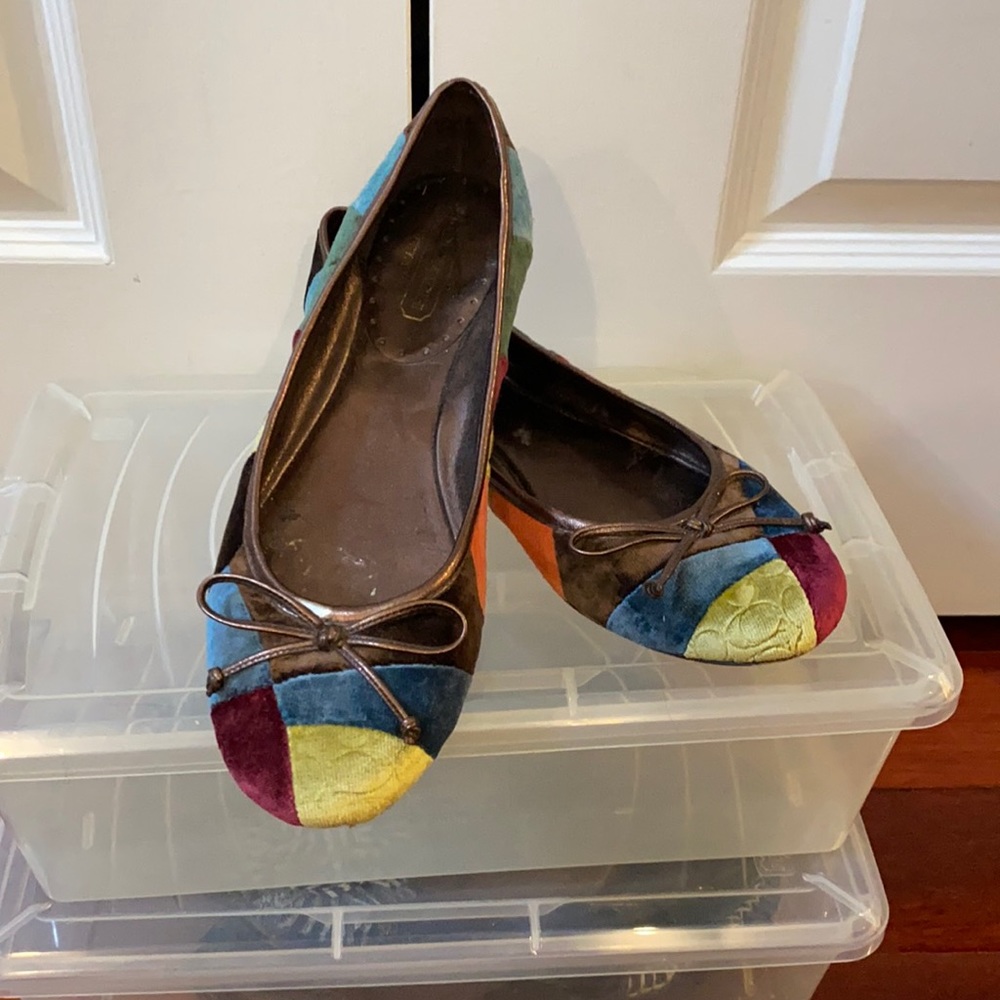 Coach Velvet Multicolored Patchwork Flats - image 1